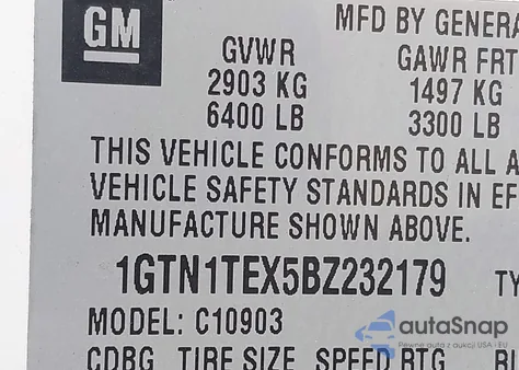 2011 GMC Sierra 1500 Work Truck from USA, damaged, VIN 1GTN1TEX5BZ232179